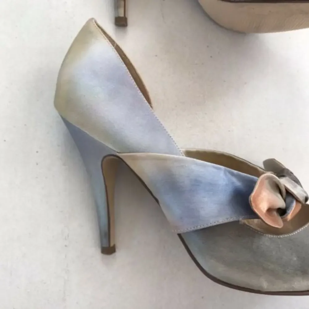 Wittner Bay Watercolor Print D'Orsay Open Toe Heels